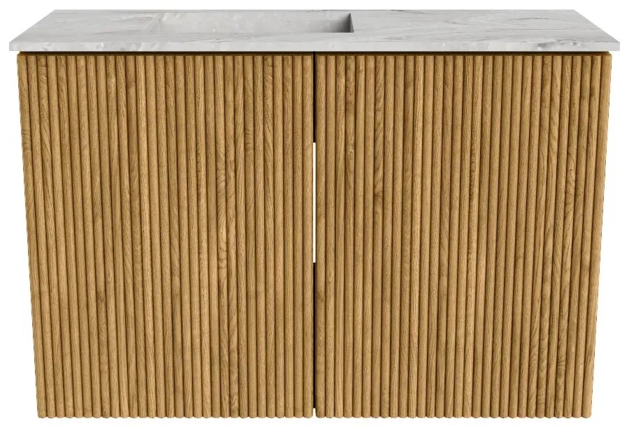 Mondiaz Joya DLux 60cm toiletmeubel oak met wastafel faye links 1 kraangat glace