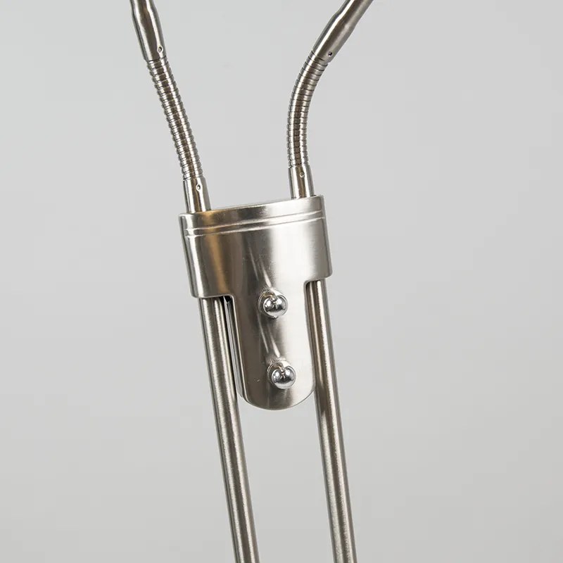 Moderne vloerlamp staal met leeslamp incl. LED - Eva