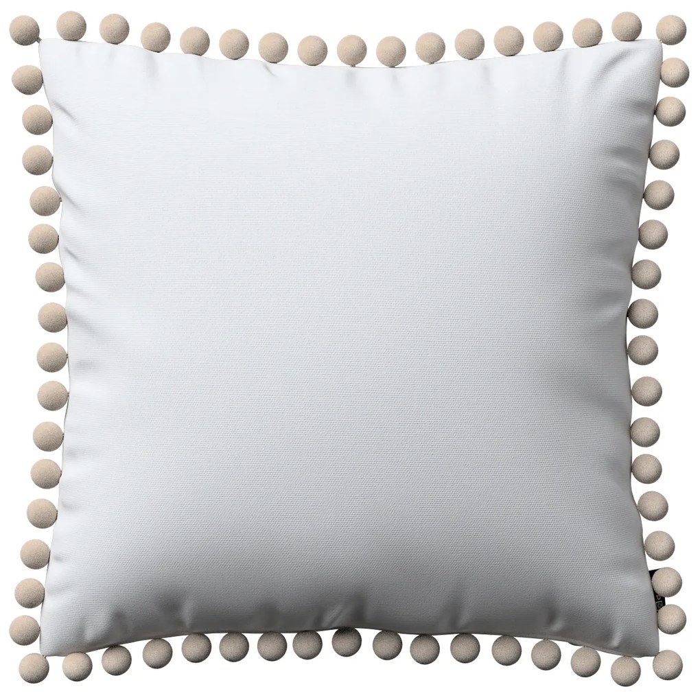 Dekoria Kussenhoes Wera met pompons, wit 45 x 45 cm