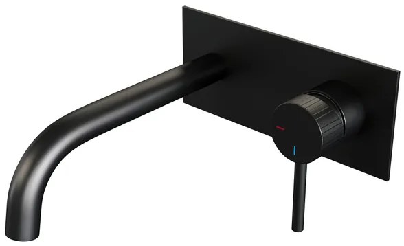 BRAUER Stripe Inbouw Wastafelmengkraan - gebogen uitloop en afdekplaat - model A1 - mat zwart 5-S-329