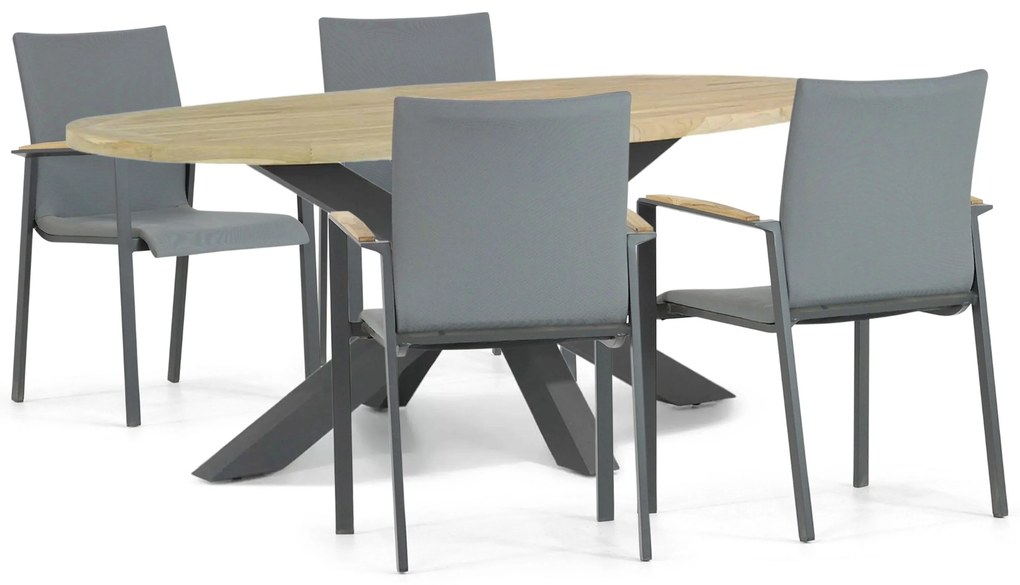 Tuinset 4 personen 200 cm Aluminium/textileen Grijs Lifestyle Garden Furniture Brandon/Brookline