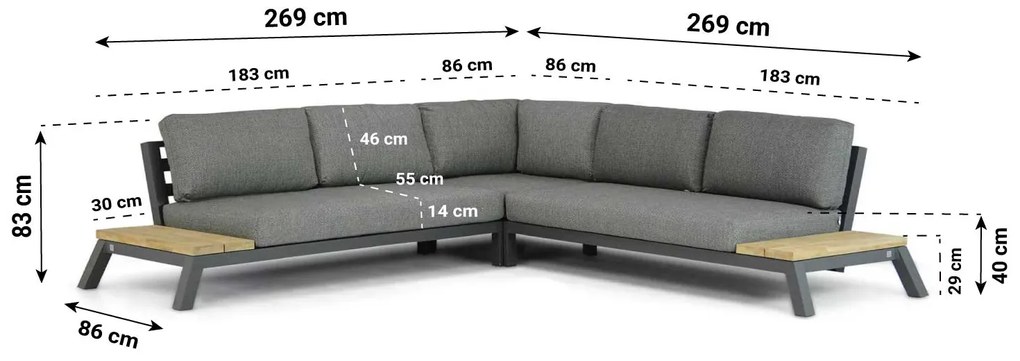 4 Seasons Outdoor Empire Platform Loungeset Aluminium Grijs 3-delig