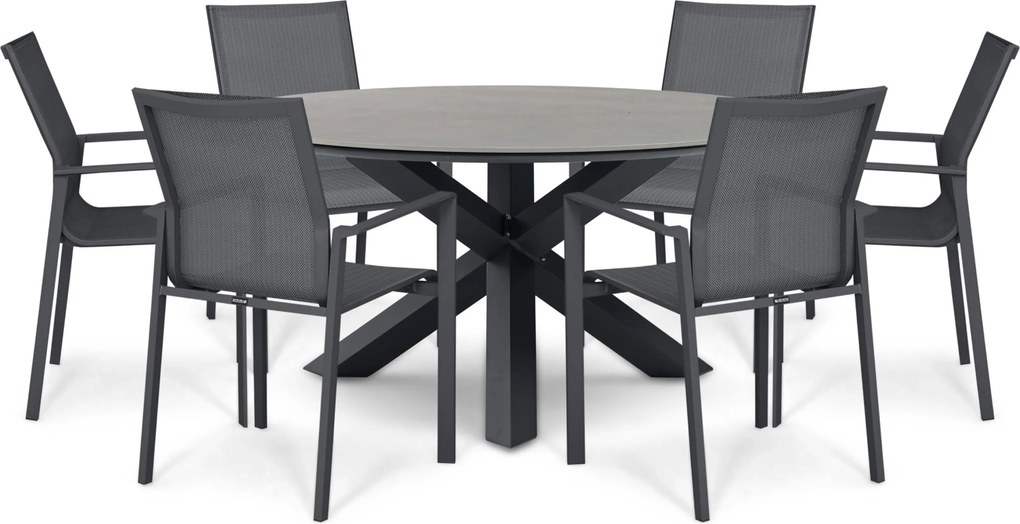 Tuinset Ronde Tuintafel 6 personen 150 cm Aluminium Grijs  Lifestyle Garden Furniture Timo/Xento