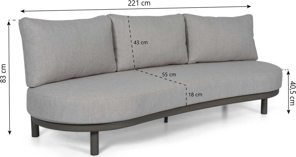 Stoel en Bank Loungeset 5 personen Aluminium Taupe Santika Furniture Santika