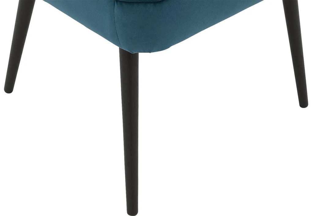 Goossens Eetkamerstoel Rob blauw velvet stof met armleuning, urban industrieel