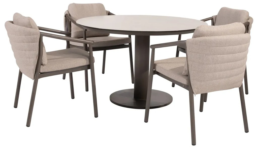 Taste by 4 Seasons Barolo tuinset terre met Sarah tafel met geprint keramisch blad Ø 120 cm Tuinset   bruin weerbestendig