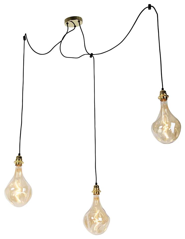 Hanglamp goud 3-lichts incl. LED goud dimbaar - Cava Luxe Modern Minimalistisch rond Binnenverlichting Lamp