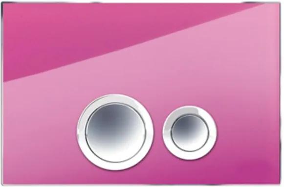 Rezi Design bedieningsplaat glas DF met 2 ongelijke druktoetsen in verchroomd kunststof 260x173mm fuchsia roze/chroom BB3651D1RF