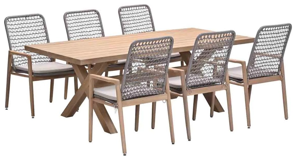 Garden Impressions Luando tuinset 7-delig - Tamako tuintafel 220x100 cm