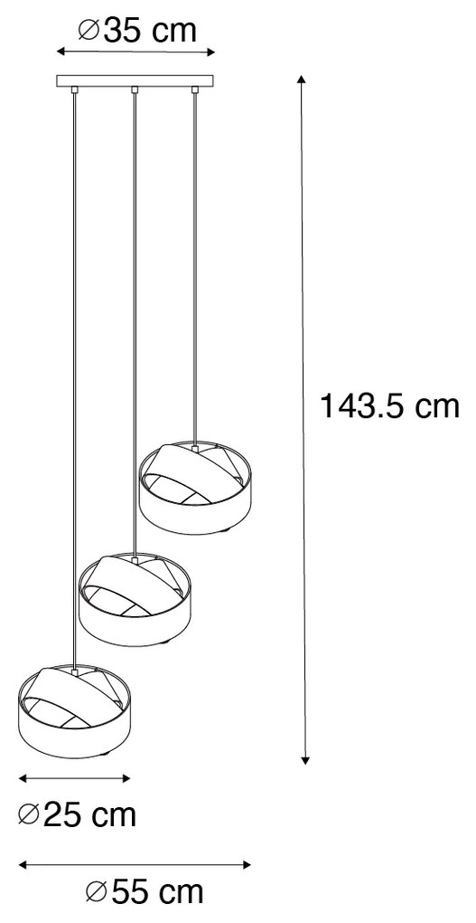 Moderne hanglamp zwart 3-lichts - Cloth