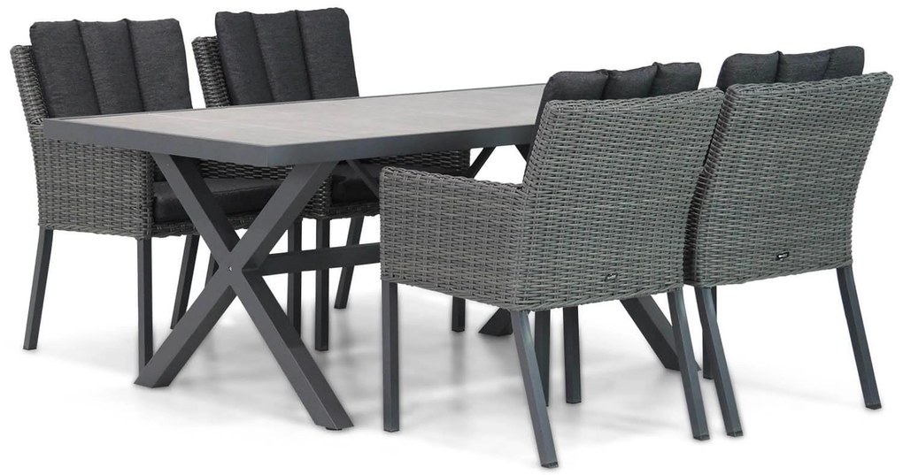 Tuinset 4 personen 185 cm Wicker Zwart Garden Collections Oxbow/Crossley