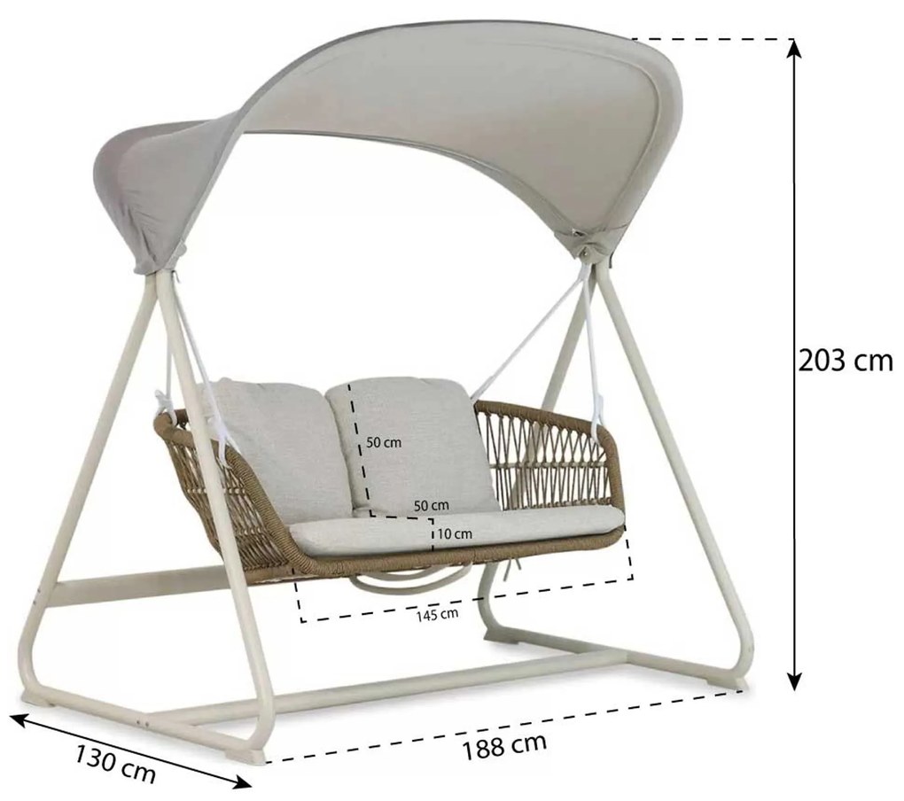 Coco Bali Schommelbank Aluminium/Rope Taupe