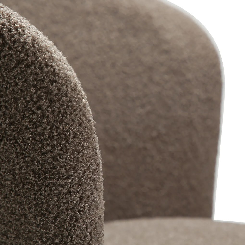 Dan-Form Orbit Eetkamerstoel Met Hoge Rugleuning Rond Boucle Bruin