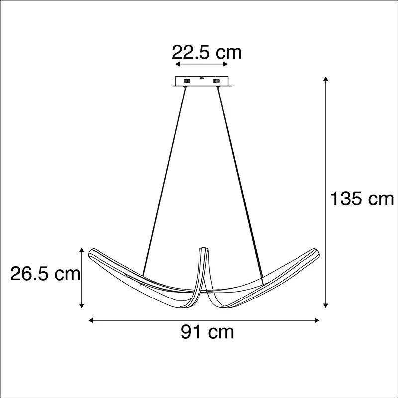 Eettafel / Eetkamer Design hanglamp staal dimbaar incl. LED - Viola Due Design, Modern Binnenverlichting Lamp