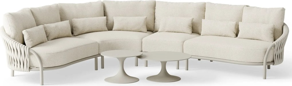 Feroli hoek loungeset 6 delig Camel sand | Misty rope | Beachy bouclé SUNS