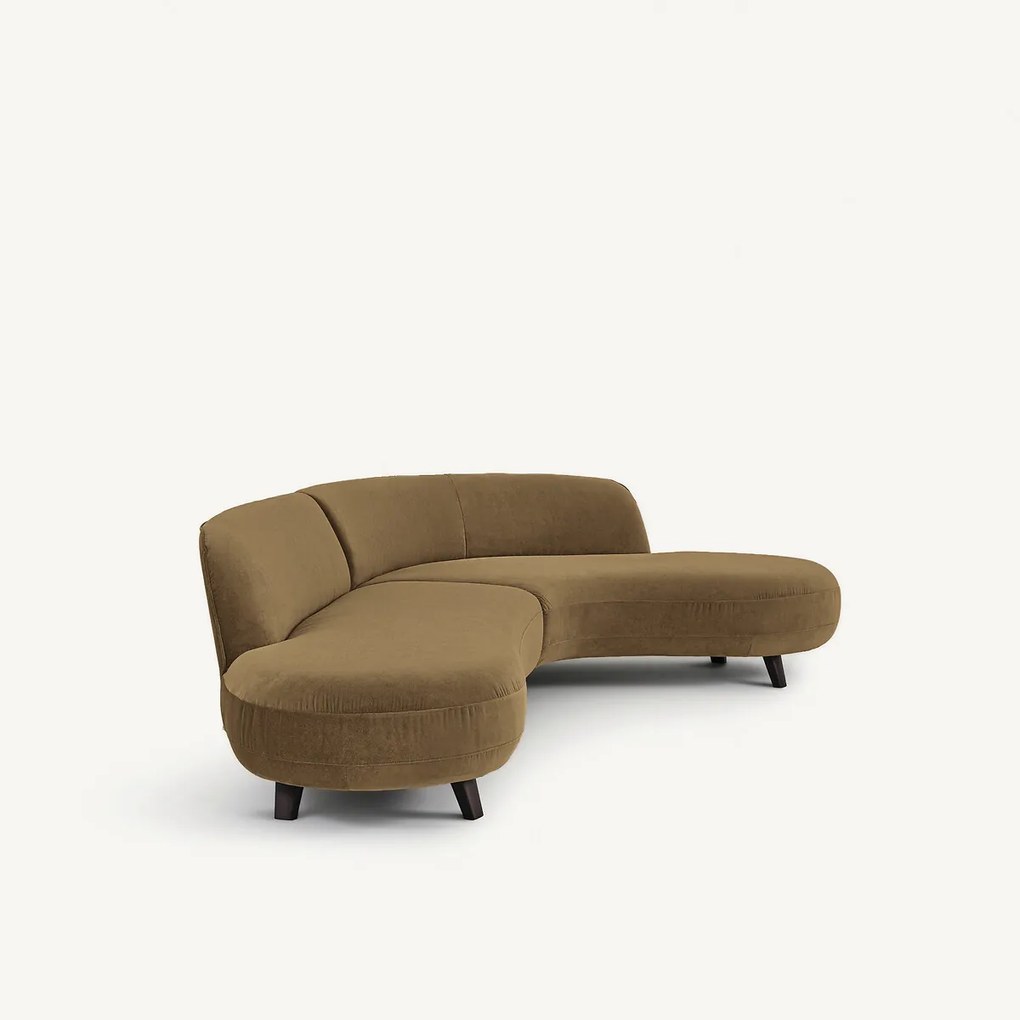 Hoekbank van linnen fluweel, Rosebury, ontwerp door Emmanuel Gallina