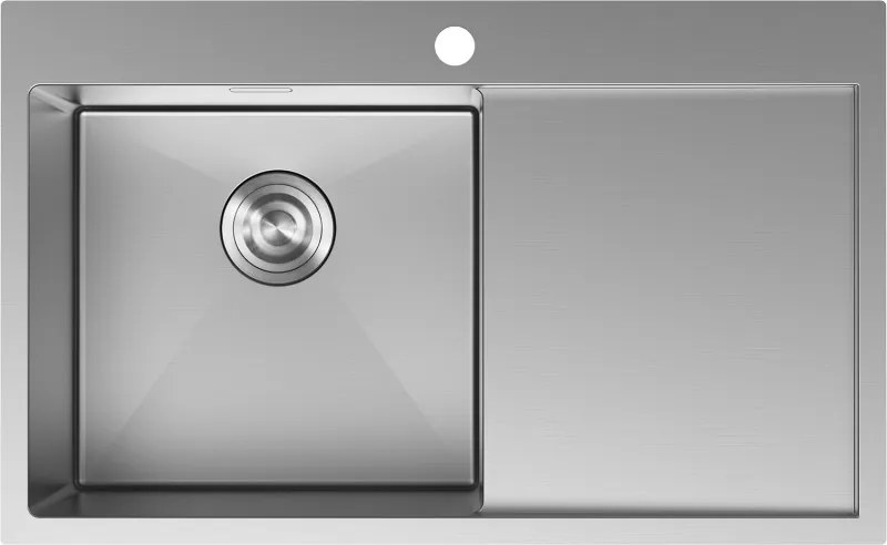 Mexen Exar 1-compartiment roestvrijstalen spoelbak met afdruiprek, links 780 x 480 mm, inox - 6433781010L-01