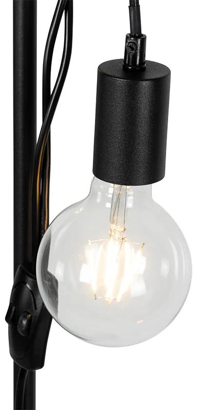 Landelijke vloerlamp zwart met hout 2-lichts - Dami Landelijk E27 Binnenverlichting Lamp