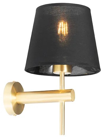 Moderne wandlamp messing met zwart - Pluk