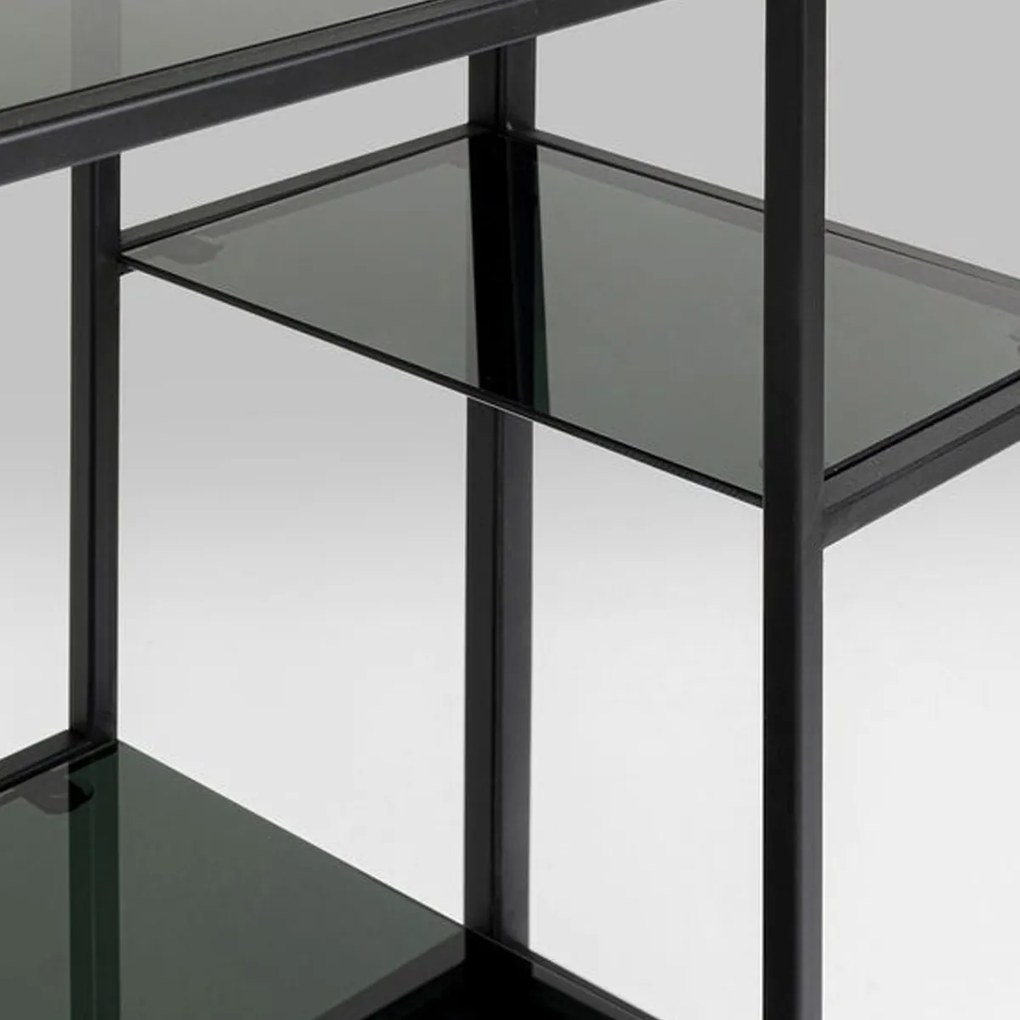 Smal Hoog Wandrek Staal Met Glas Zwart - 60x30x195cm.