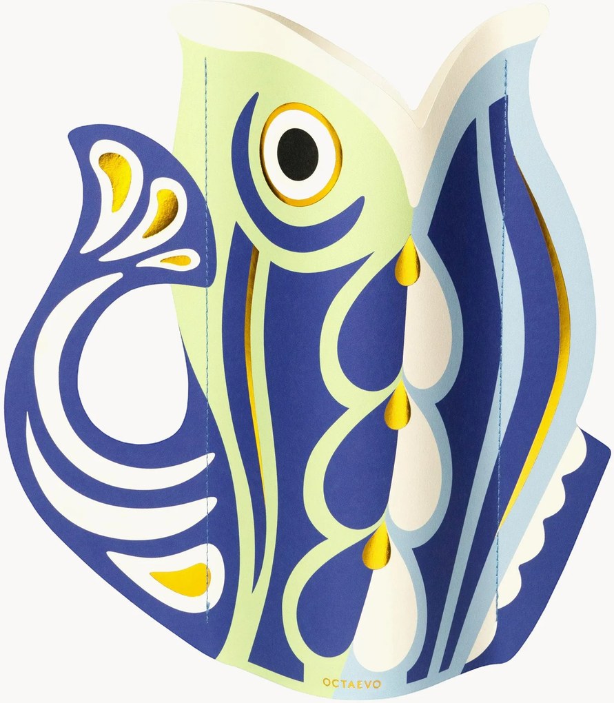 Handgemaakte decoratieve papier vaas Fish, H 29 cm