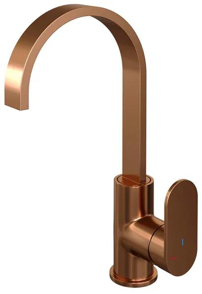 Brauer Copper Edition Wastafelmengkraan opbouw - hoog - draaibaar - platte uitloop - model C - PVD - geborsteld koper 5-GK-003-S1