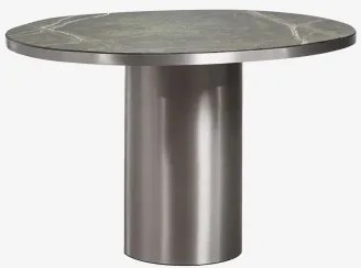 Ovalen Eettafel 120x100 Cm Van Natuursteen En Roestvrij Staal Fertrix Groen Marmer Forest - Sklum