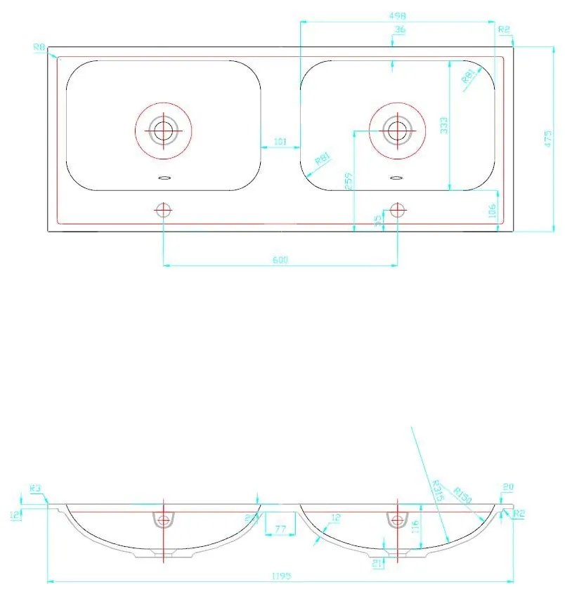 Best Design Bora badmeubel duo met 2 kraangaten 120cm zwart mat