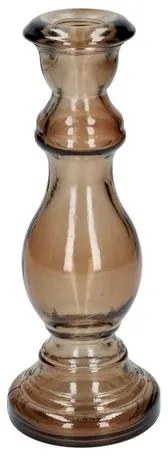 Kandelaar, gerecycled glas, bruin, H20 xØ7,5 cm