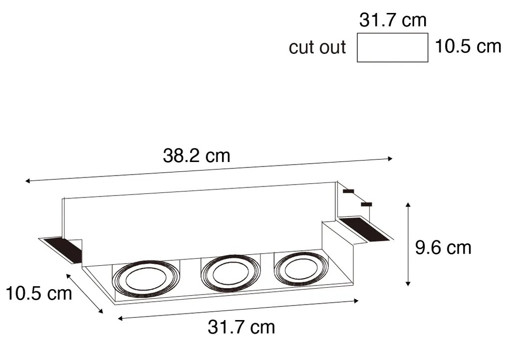 Set van 6 Inbouwspot wit GU10 AR70 trimless 3-lichts - Oneon GU10 Binnenverlichting Lamp