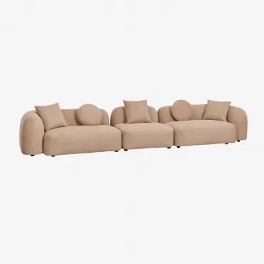 3-delige Modulaire Bank In Chenille Coco Chenille Dik Lattebruin - Sklum