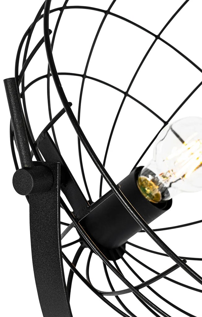 Industriële vloerlamp zwart 35 cm verstelbaar - Hanze