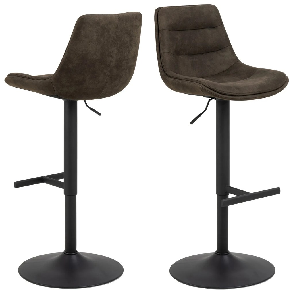 IDA Bruin Antraciet (stof Preston 96)/zwarte poot - GESTOFFEERDE BARSTOEL VOOR KEUKEN/LOUNGE/RESTAURANT