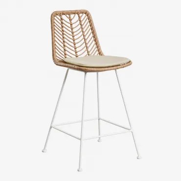 Set Van 4 Hoge Tuinkrukken In Gouda Natural Synthetisch Rotan Natuurlijk & Wit & ↑65 Cm & Beige – Crème - Sklum