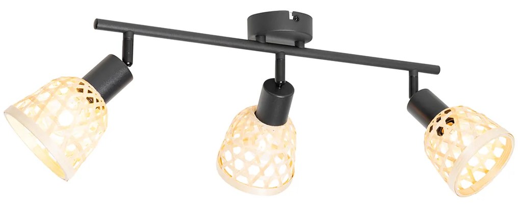 Oosterse spot zwart met bamboe 3-lichts - Rayan