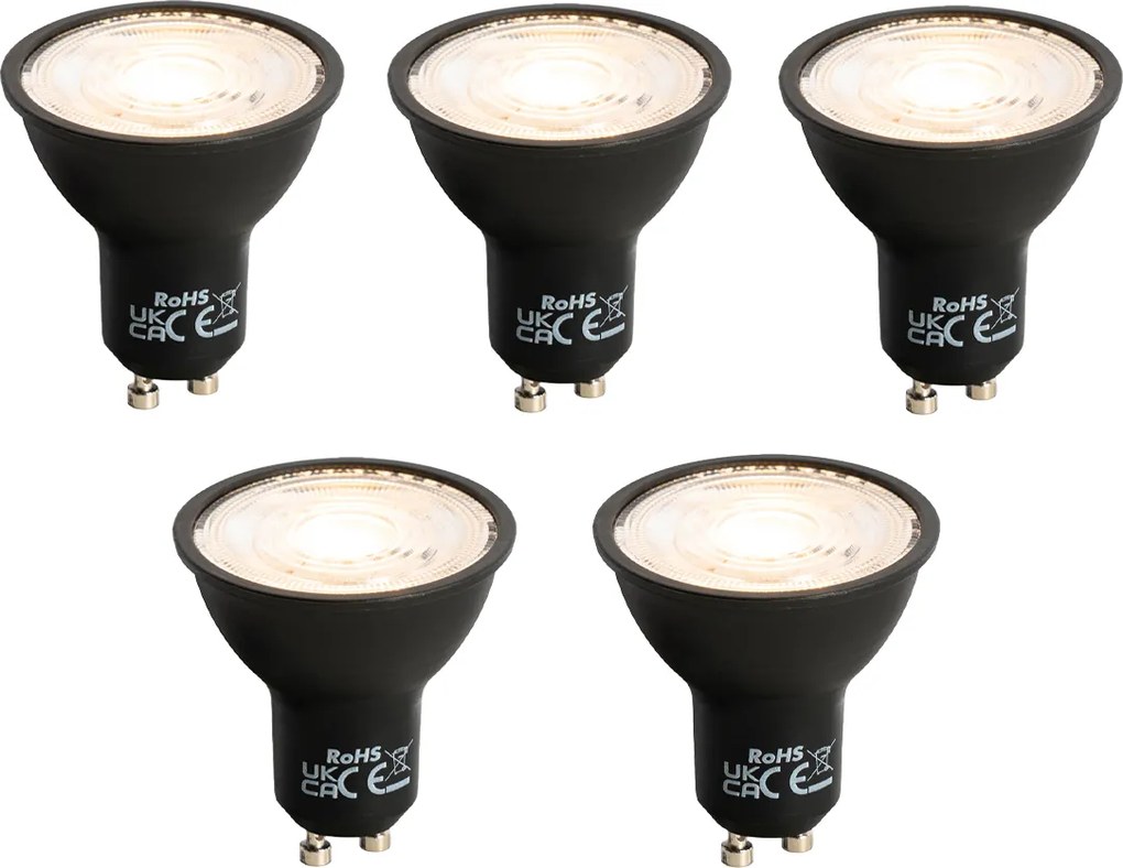 Set van 5 GU10 LED lamp zwart 7W 610 lm 3000K