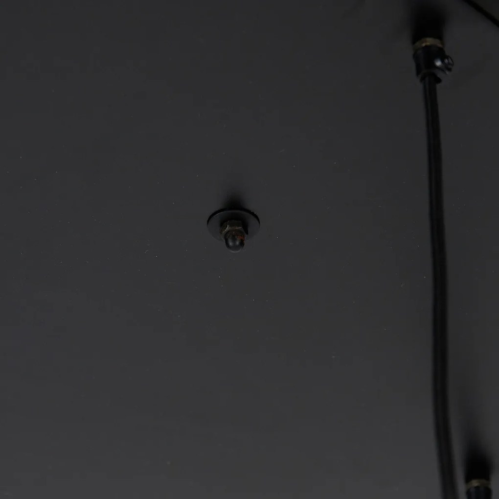 Industriële hanglamp zwart met messing 5-lichts - Haicha