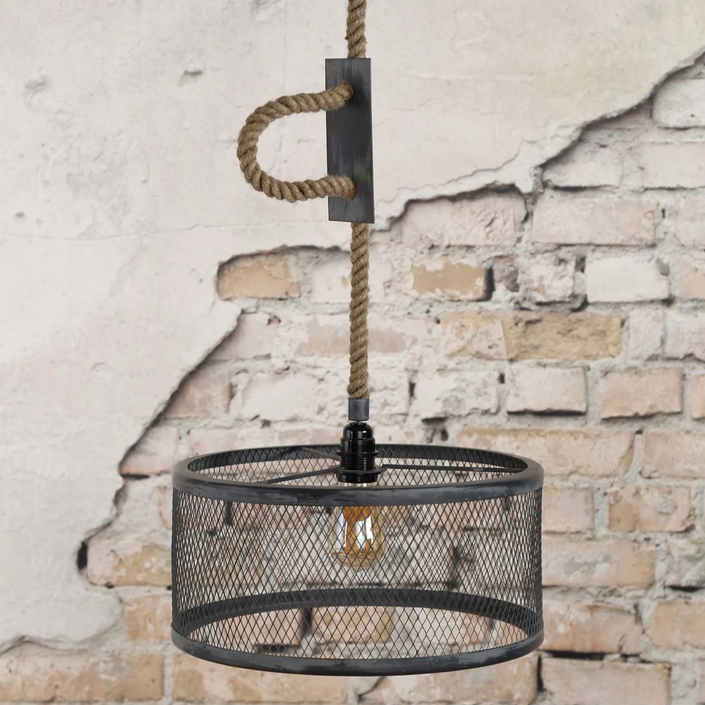 Industriele Hanglamp Grijs Met Touw