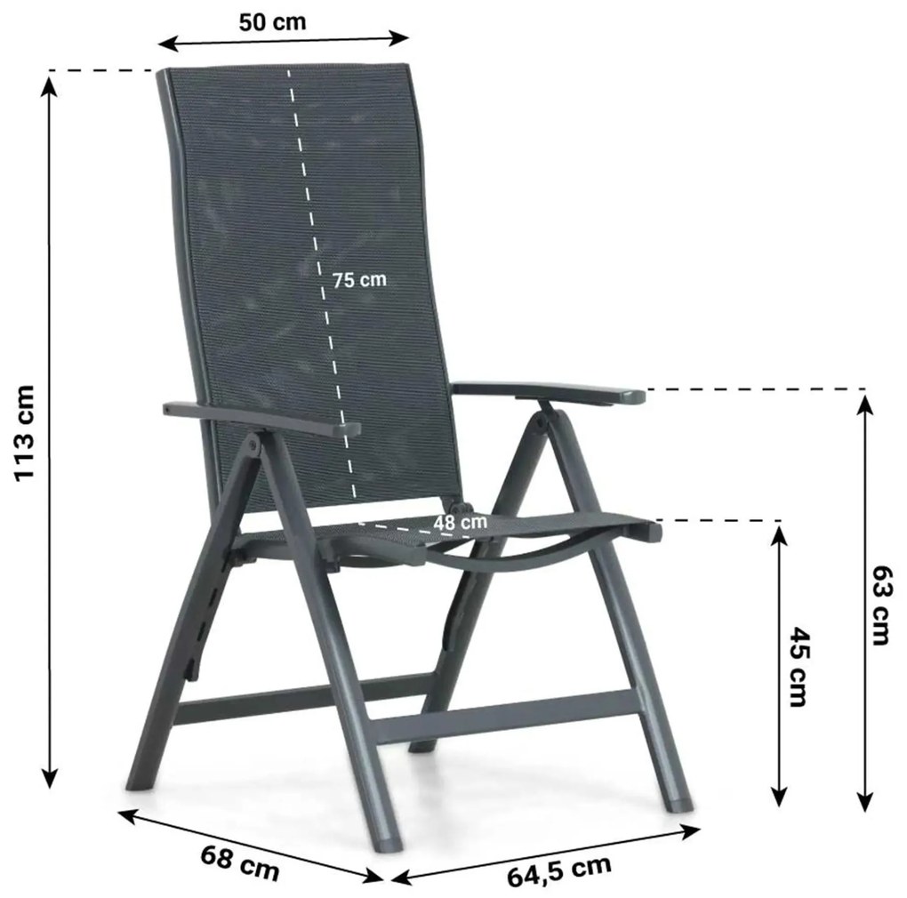 Tuinset 4 personen 90 cm Aluminium/textileen Grijs Hartman Sitges/Mateo