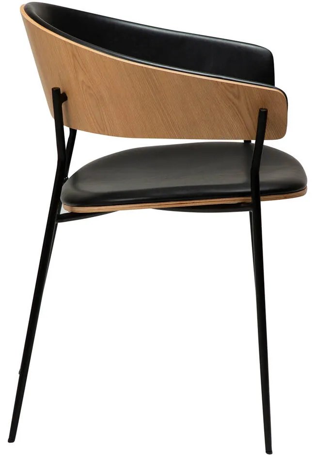 Goossens Eetkamerstoel Geneve zwart kunstleer met armleuning, modern design