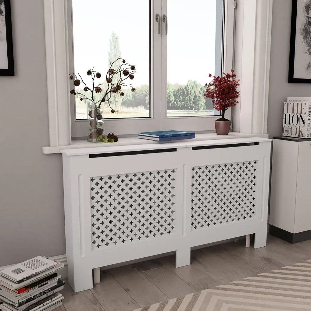 vidaXL Radiatorombouw 152x19x81,5 cm MDF wit