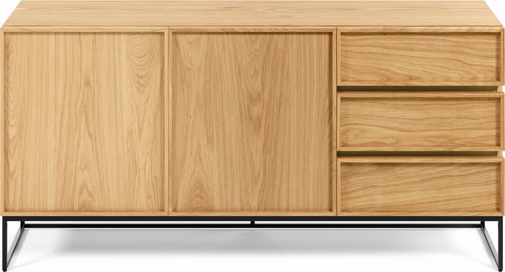 Eiken Dressoir Met Metalen Frame - 160x42x78cm.