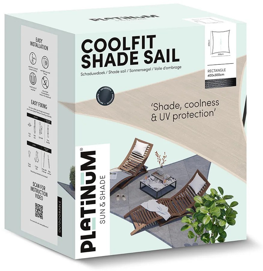 Platinum Coolfit schaduwdoek rechthoek 3.0x4.0x3.0x4.0 m - Gebroken wit