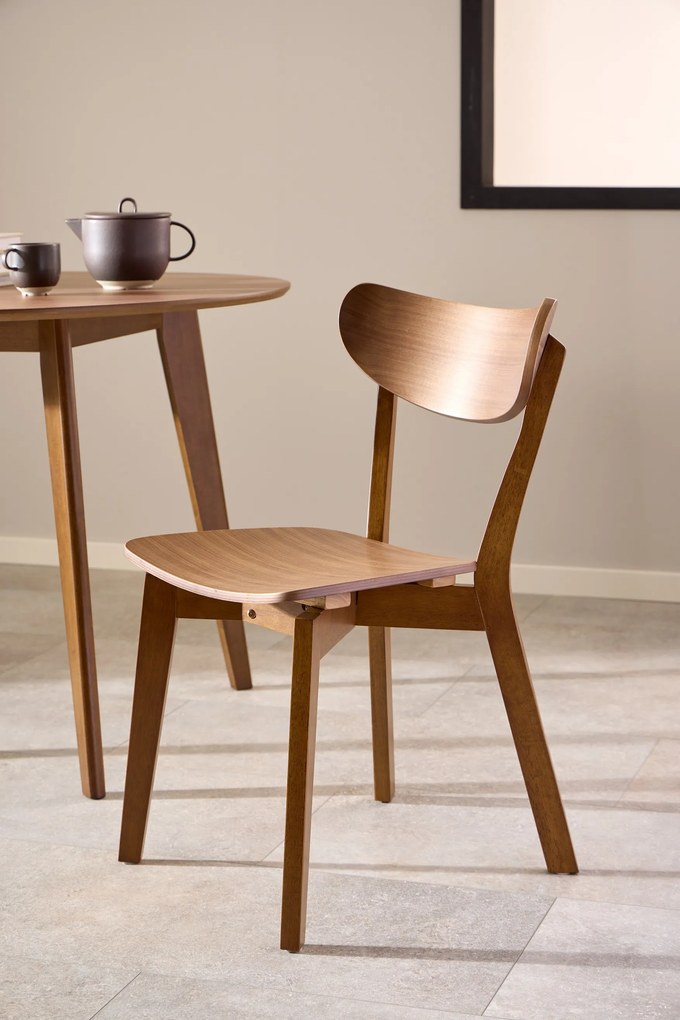 ROXY natuurlijke walnoot 90 cm - RONDE TAFEL VOOR KEUKEN/EETKAMER RETRO
