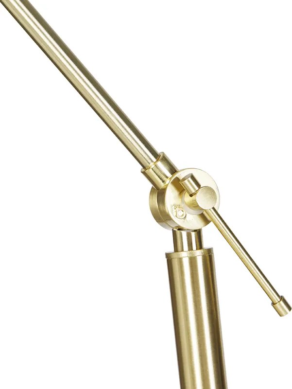 Vloerlamp goud verstelbaar met wit en beige gestreepte kap 50cm - Editor