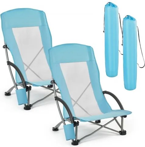 VEVOR 2 x Campingstoelen, opklapbare stoelen, draagvermogen 150 kg, visstoel met hoge rugleuning, bekerhouder, mesh rugleuning, draagtas en extra brede zitting, strandstoelen voor buitenactiviteiten en vissen