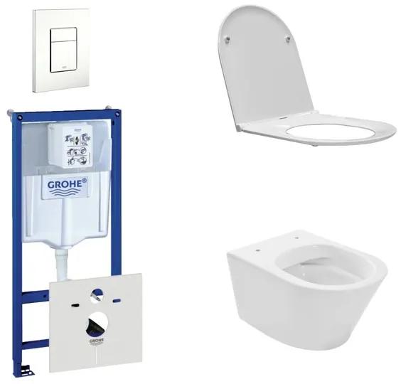 Wiesbaden Vesta Spoelrandloos toiletset bestaande uit inbouwreservoir, toiletpot met softclose en quickrelease toiletzitting en bedieningsplaat wit 0729205/SW96079/SW95748/0720003