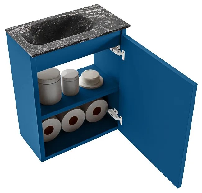 Mondiaz Ture DLux toiletmeubel 40cm jeans met wastafel lava links met kraangat