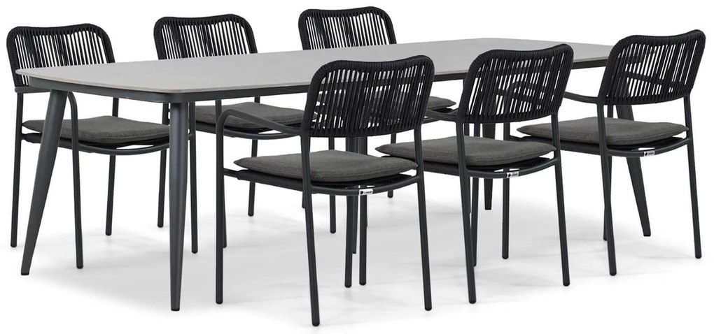 Tuinset 6 personen 240 cm Aluminium/rope Grijs Coco Penya/Vienna