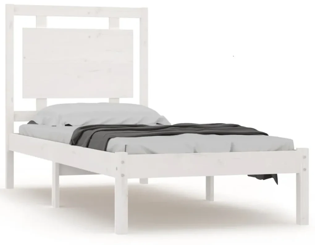 vidaXL Bedframe massief hout wit 90x190 cm 3FT Single